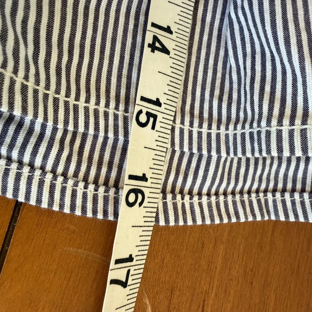 Playlife Blue White Pinstripe Nautical Ruffle Mini Skirt Lace Trim Anchor Button